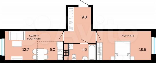 2-к. квартира, 48,6 м², 11/25 эт.