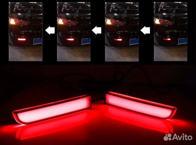 Катафоты/отражатели LED в бампер Lancer 10 черные