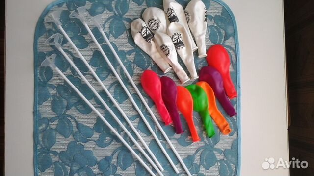 Шарики надувные 12 шт. палочки с креплениям+флажок