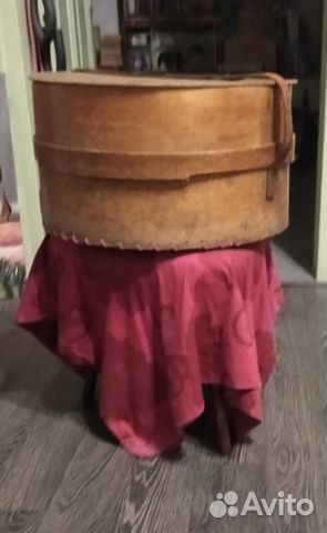 Антикварная шляпная коробка, деревянная