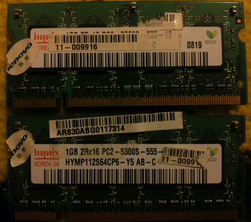 Оперативная память ноутбук Hynix PC2-5300S 2х1Gb