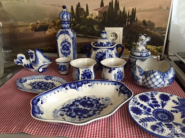 Посуда Гжель на дачу