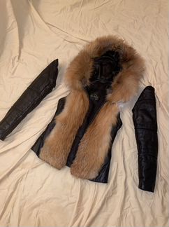 Утепленная кожаная куртка с мехом (5 в 1)