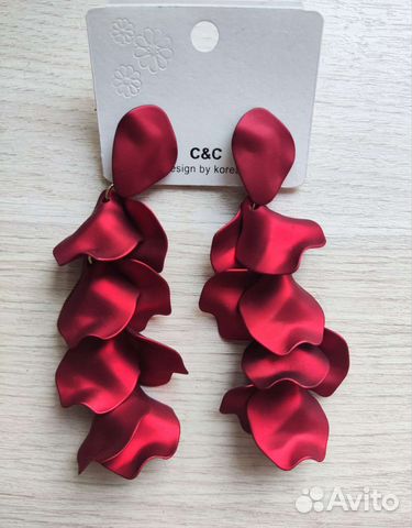 Серьги красные перламутровые матовые