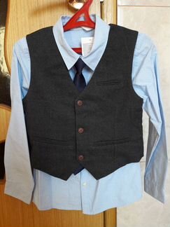 Новая рубашка с жилетом и галстуком H&M р.128