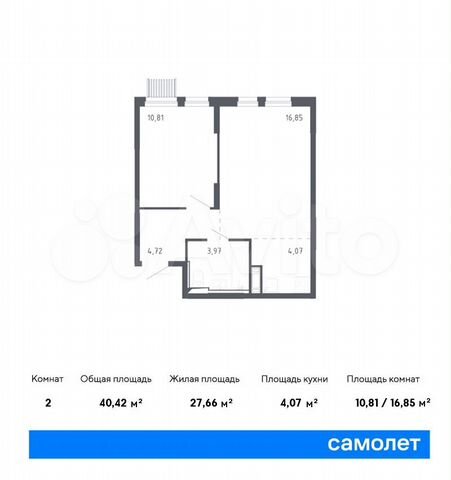 2-к. квартира, 40,4 м², 17/17 эт.