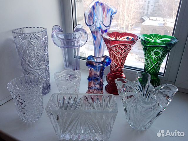 Коллекция ваз из стекла, хрусталя, керамики