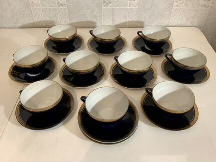 Чайные фарфоровые пары кобальт, 