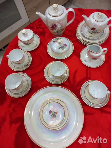 Перламутровый сервиз ГДР времен СССР кофе чай