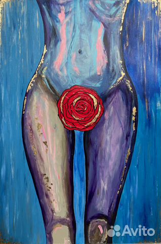 «Роза». Картина 40x60 см, холст, акрил, поталь