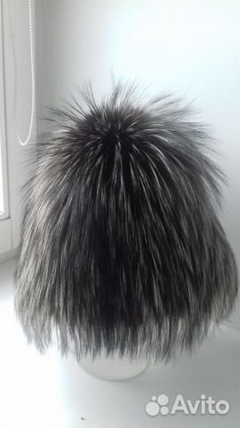 Шапка из вязаного меха чернобурки