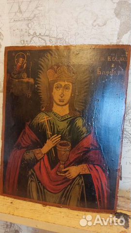 Старинная икона Святой Варвары 39*31 живопись