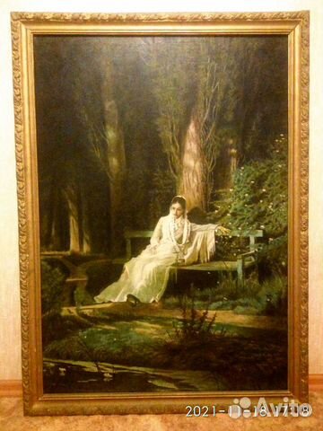 Картина маслом холст. Охотники на привале и др