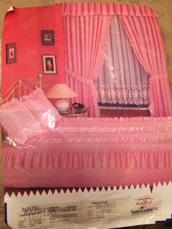 Комплект: 2х сп.покрывало с 2 навол и шторами нов