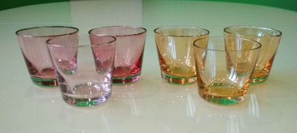 Стопки из цветного стекла 3 шт