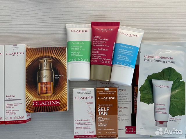 Clarins косметика: self tan, скраб, крем, эмульсия