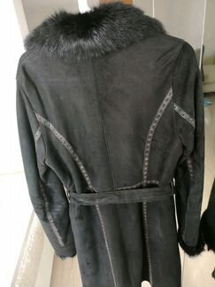 Дубленка чёрная из кролика жен, бу, р44-46