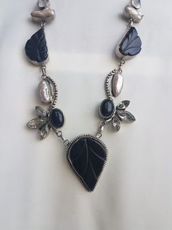 Ожерелье колье жемчуг агат