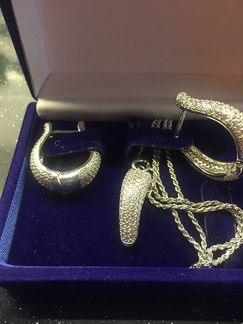 Серебро серьги и подвеска новые