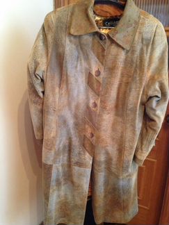 Пальто демисезонное, натуральная кожа