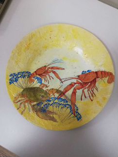 Тарелка декупаж раки