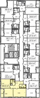 2-к квартира, 69 м², 15/25 эт.