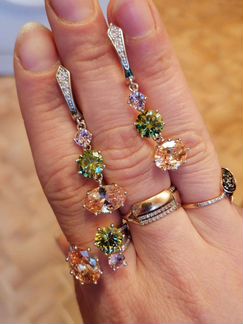 Хризолит цетрин розовый кварц серебро 925проба