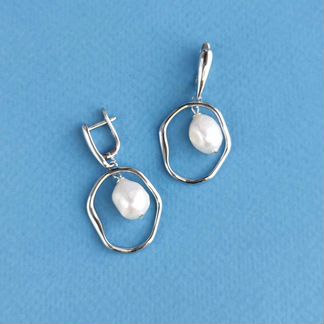 Серьги жемчуг натуральный родирование