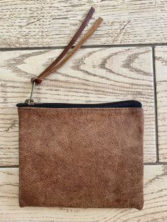 Кошелек/сумочка/клач из натуральной кожи на молнии