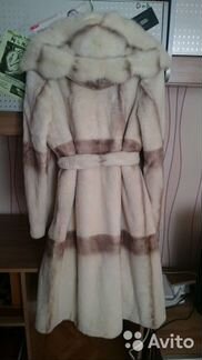 Шуба щипаный бобер с капюшоном норка
