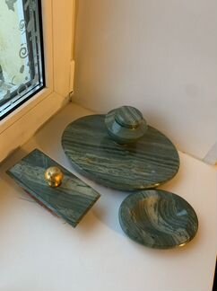 Настольный письменный набор, камень СССР винтаж