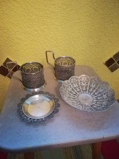 Чайный набор скань мельхиор. юммет СССР