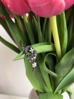 Кольцо и серьги, серебро, микрожемчуг