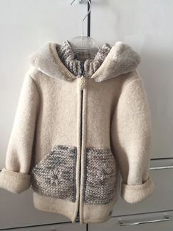 Новое детское шерстяное пальто для девочки