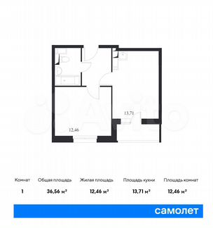 1-к квартира, 36.6 м², 14/14 эт.