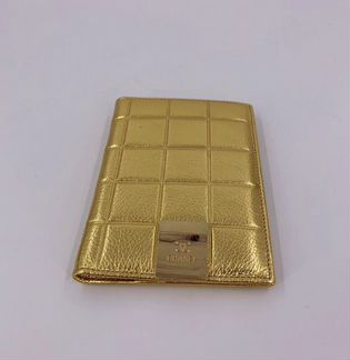 Новая обложка на паспорт из кожи золотая Chanel