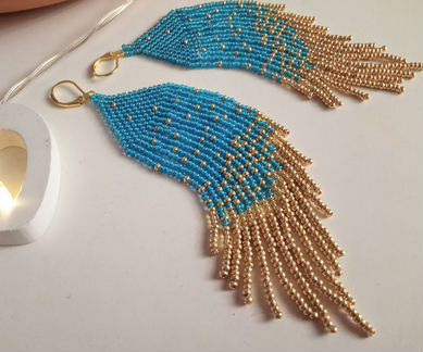 Серьги длинные из бисера бохо стиль