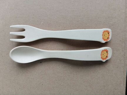 Детские ложка и вилка для прикорма, бамбук