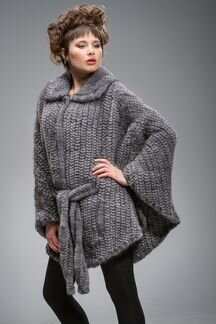 Шуба из вязаной норки. Арт 1122 Размер 46