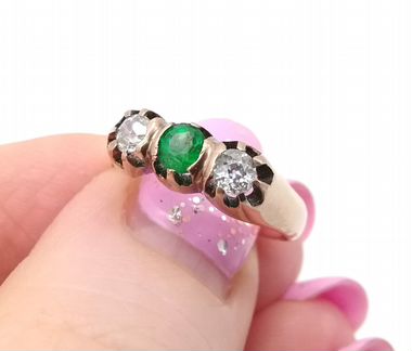 Антикварное Кольцо 583проба Изумруд Бриллианты