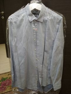Рубашка zara светло-голубая р-р XL
