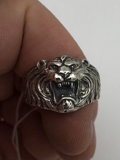 Мужская печатка серебро «лев»