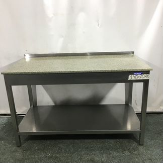 Стол нерж с каменной столешницей 140 x 70 x 85