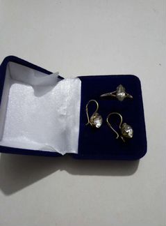 Серьги Кольцо Комплект Серебро СССР 875пробы