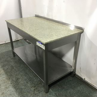 Стол нерж с каменной столешницей 140 x 70 x 85