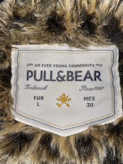 Куртка зимняя Pull&Bear с мехом внутри хаки р-р L