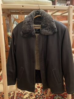 Мужская кожаная куртка с меховой подстёжкой и воро