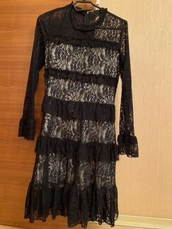 Платье кружевное, цвет черный