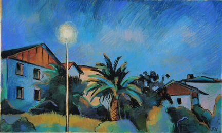 Картина, южный пейзаж, пастель