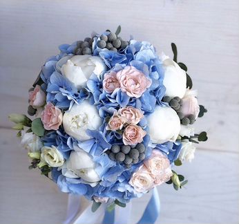 Голубой Букет Невесты, синий свадебный букет